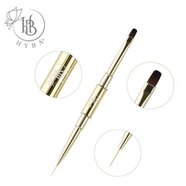 16 BUILDER GEL APPLICATION Square Dual Brush and Liner (GOLD) - HYBA BEAUTY