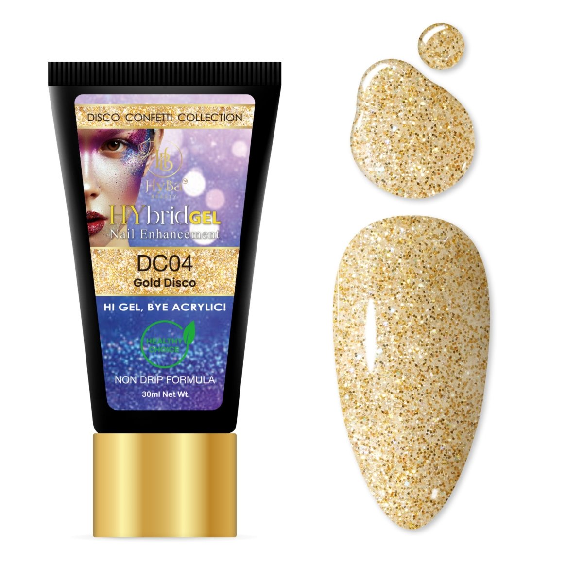 5 DISCO CONFETTI Collection - Hybrid HyGEL™ Nail System - HYBA BEAUTY