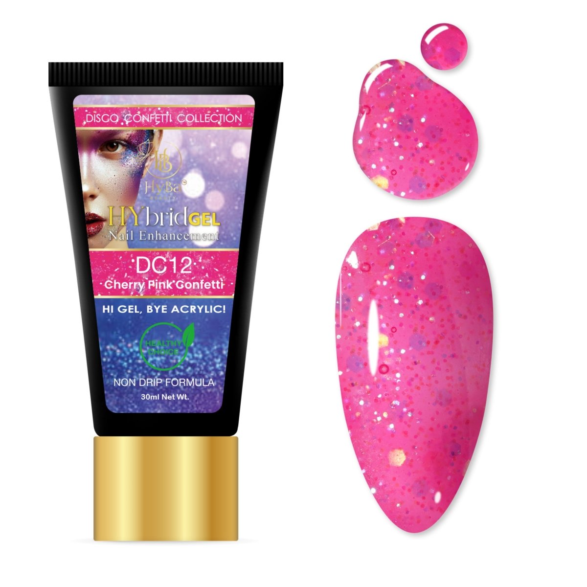5 DISCO CONFETTI Collection - Hybrid HyGEL™ Nail System - HYBA BEAUTY