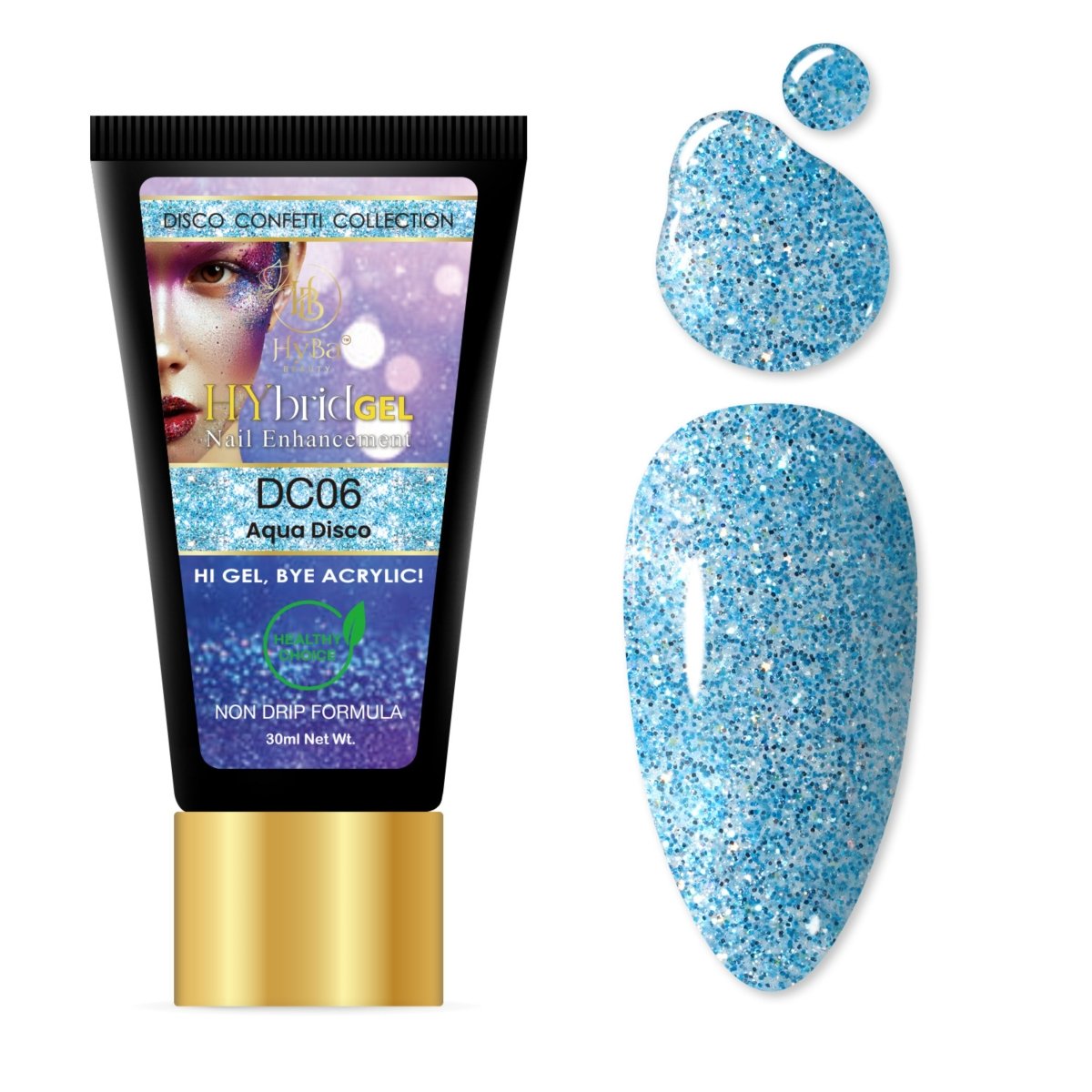 5 DISCO CONFETTI Collection - Hybrid HyGEL™ Nail System - HYBA BEAUTY
