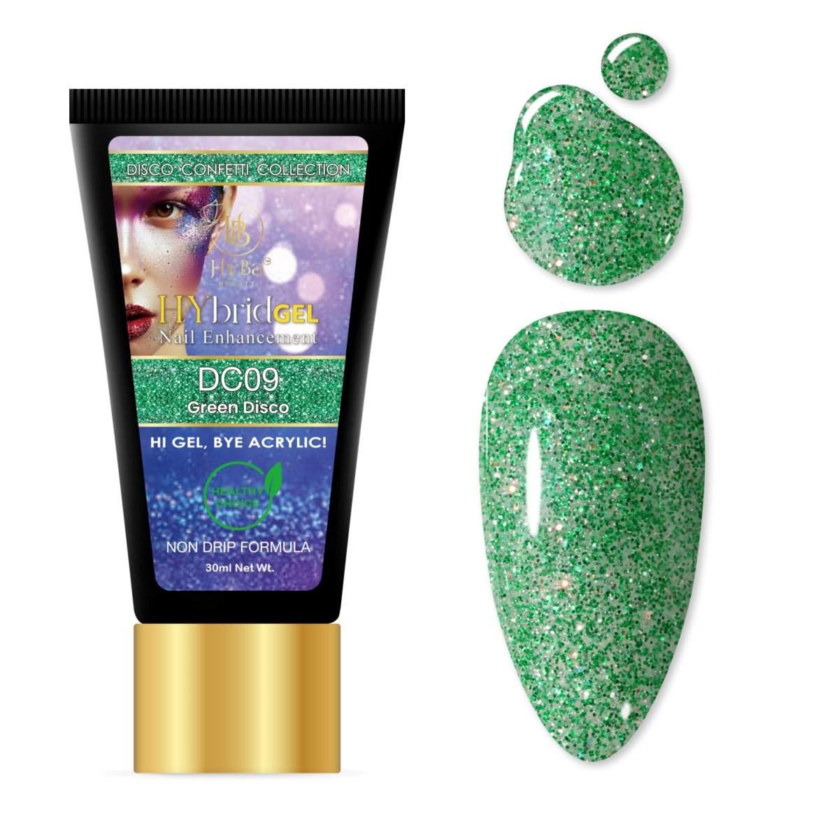 5 DISCO CONFETTI Collection - Hybrid HyGEL™ Nail System - HYBA BEAUTY