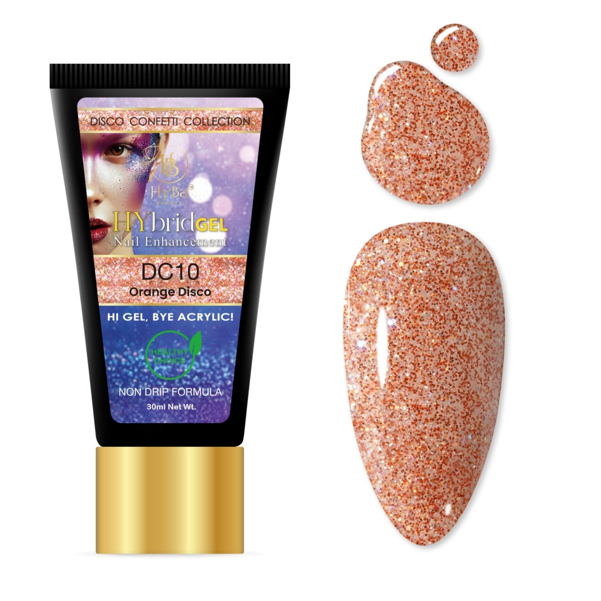 5 DISCO CONFETTI Collection - Hybrid HyGEL™ Nail System - HYBA BEAUTY