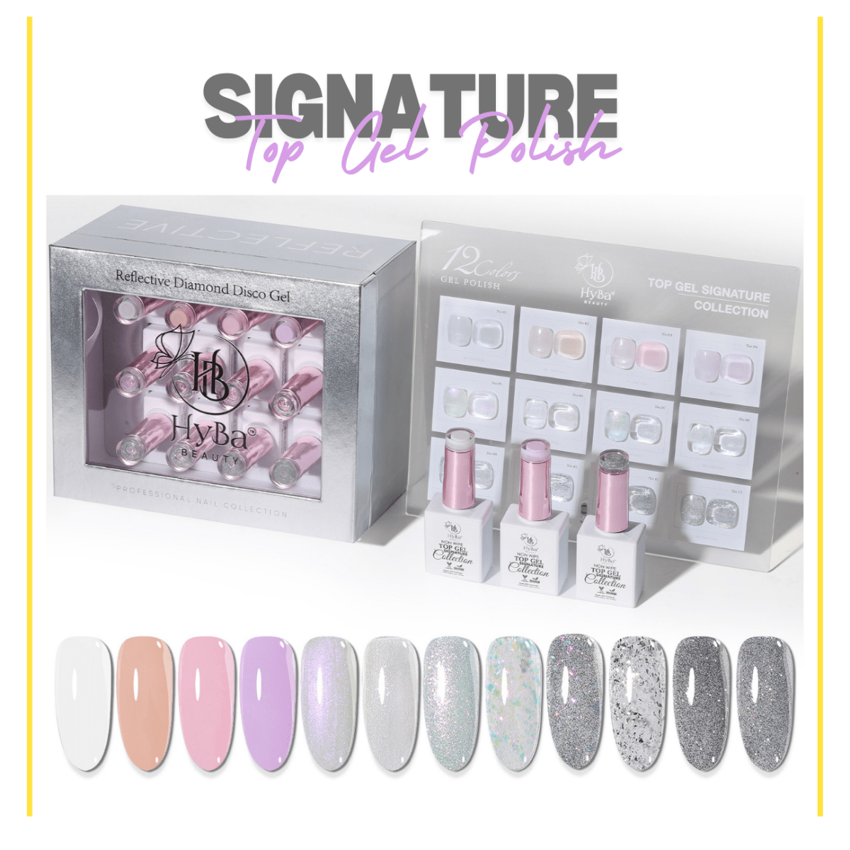 6 TOP GEL SIGNATURE Collection - 12 Colors - HYBA BEAUTY