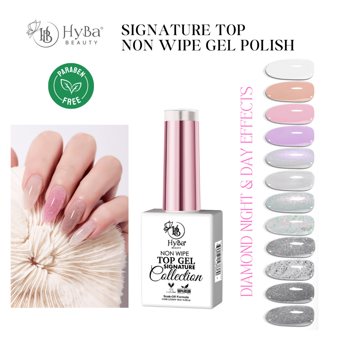 6 TOP GEL SIGNATURE Collection - 12 Colors - HYBA BEAUTY