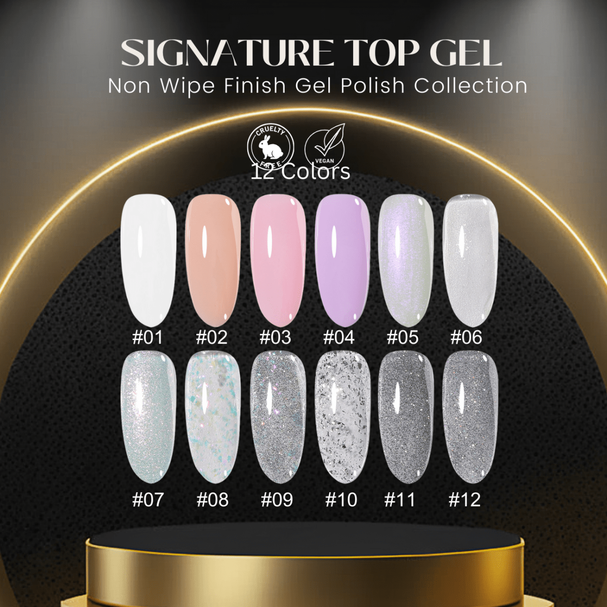 6 TOP GEL SIGNATURE Collection - 12 Colors - HYBA BEAUTY