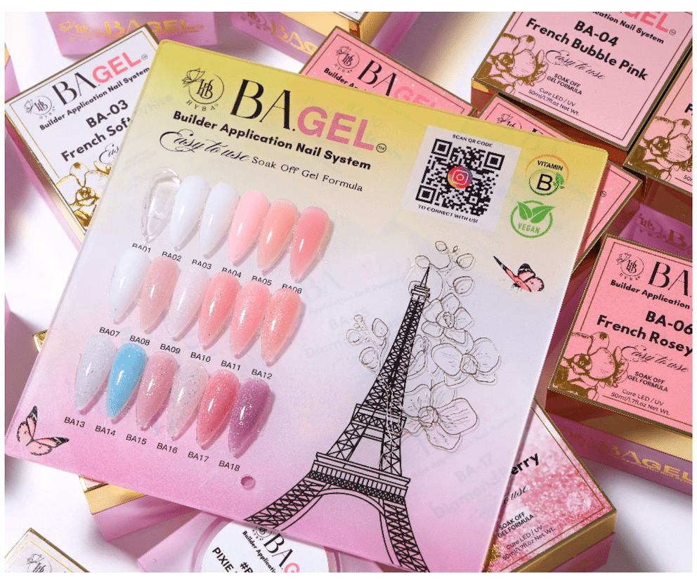BA.GEL™ Builder Gel System - Paris French Collection Color Chart - HYBA BEAUTY