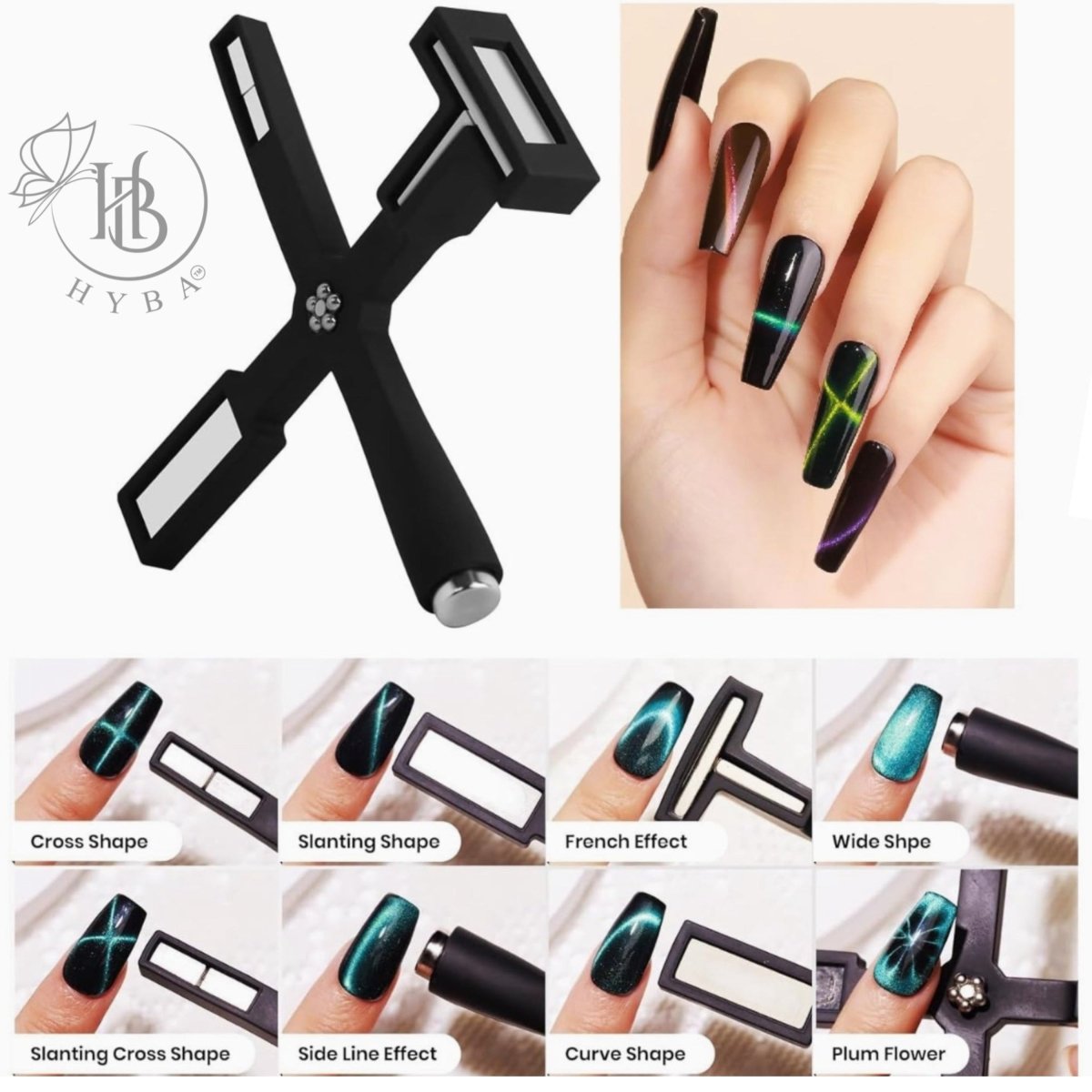 Cat Eye 5 - in - 1 Magnet for Gel Polish - Black - HYBA BEAUTY