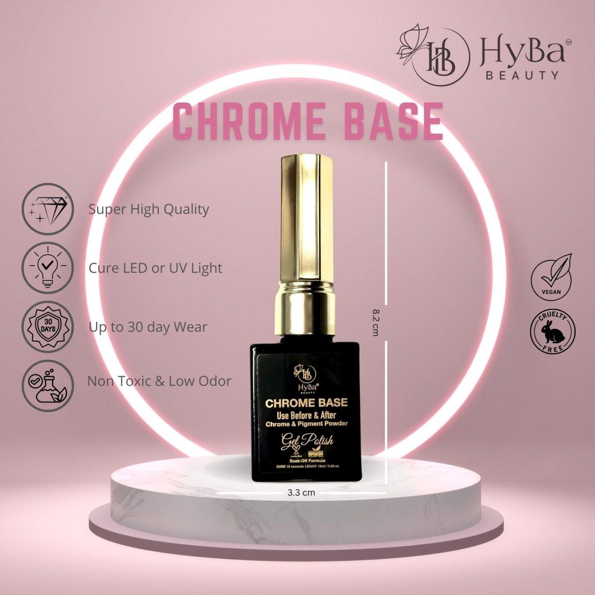 CHROME BASE Gel Polish - 15 ml - HYBA BEAUTY