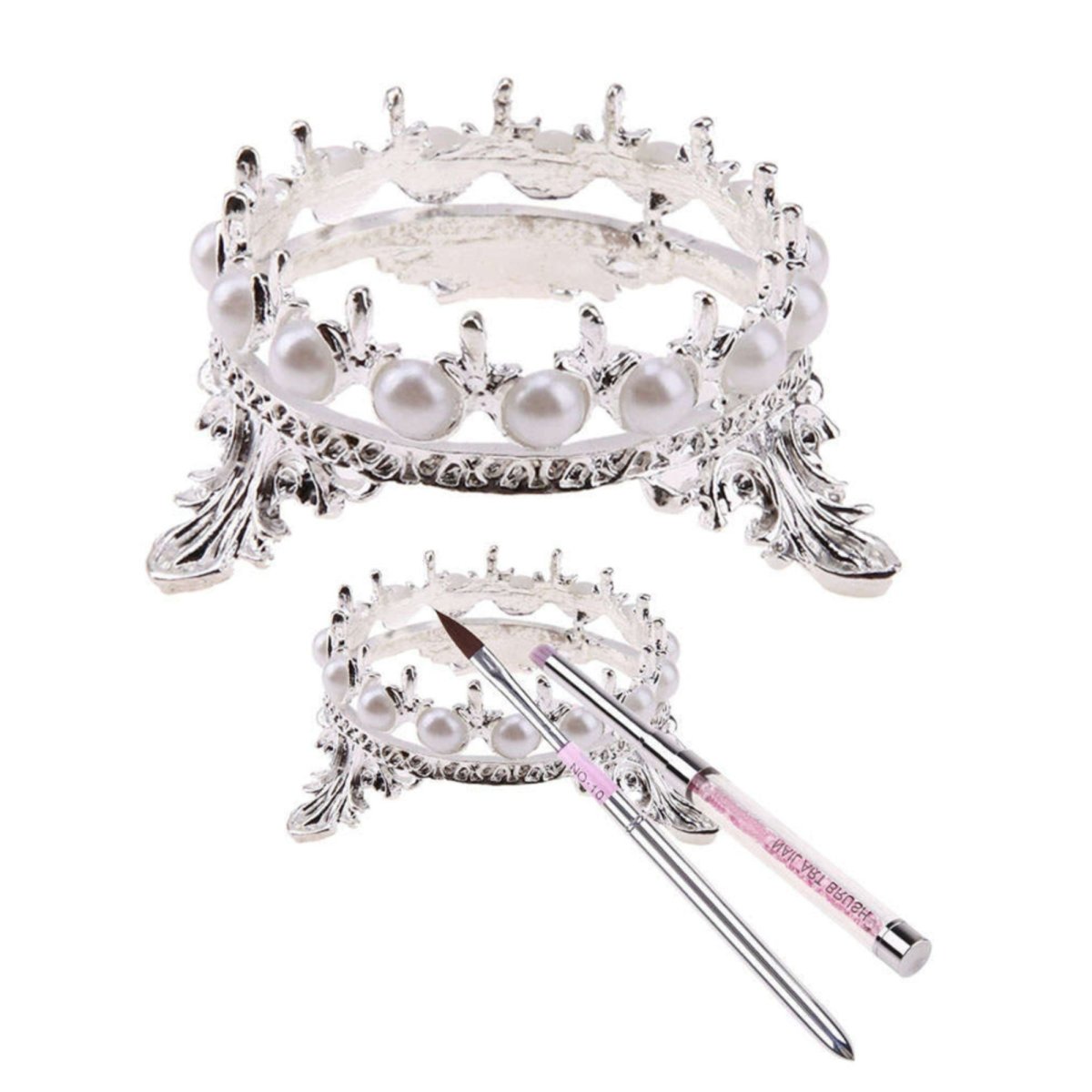 Crown Brush Holder. - SILVER - HYBA BEAUTY