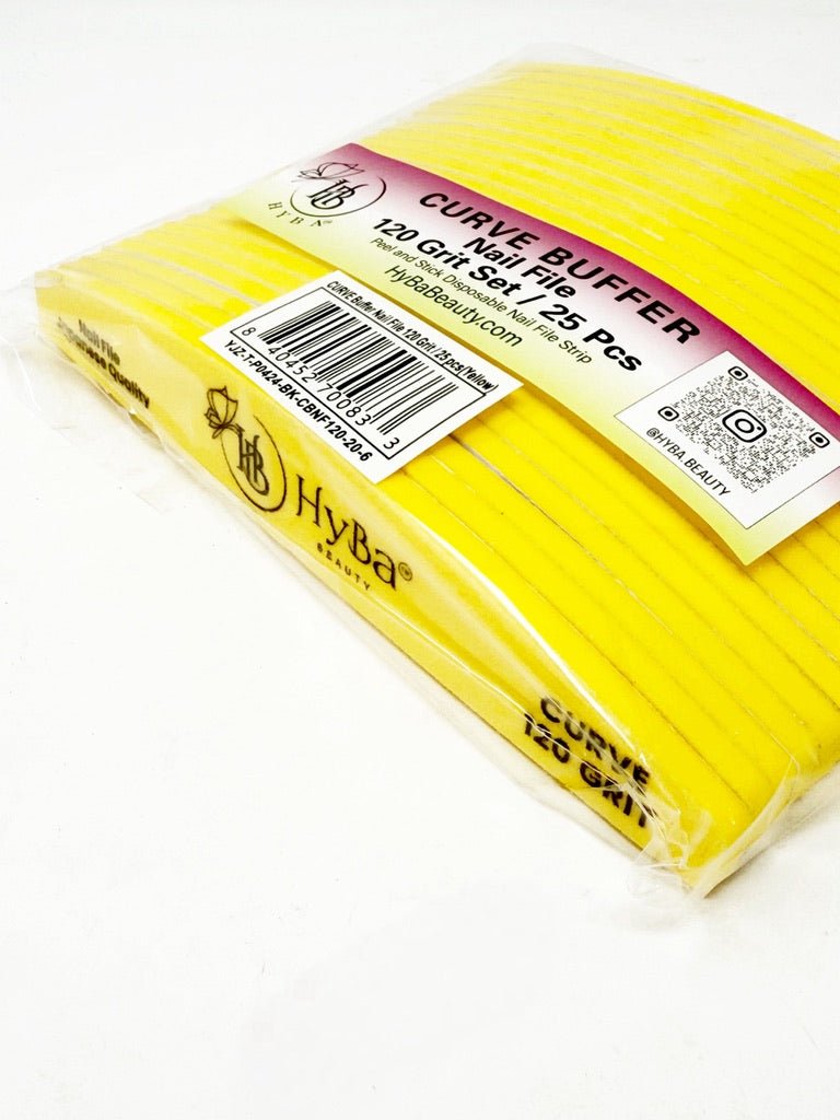 CURVE BUffer Nail File 120 Grit Refill Set/25 pcs (YELLOW) - HYBA BEAUTY