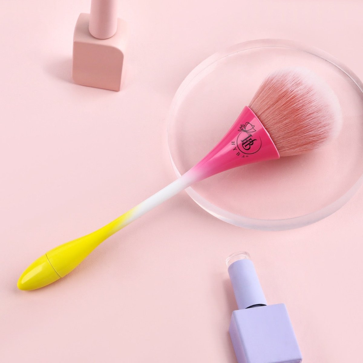 HB SUPER DUSTER Brush (Pink & Yellow) - HYBA BEAUTY