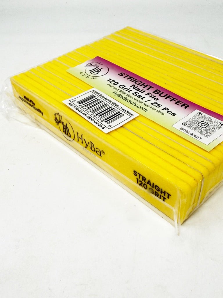 STRIAIGHT BUffer Nail File 120 Grit Refill Set/25 pcs (Yellow) - HYBA BEAUTY