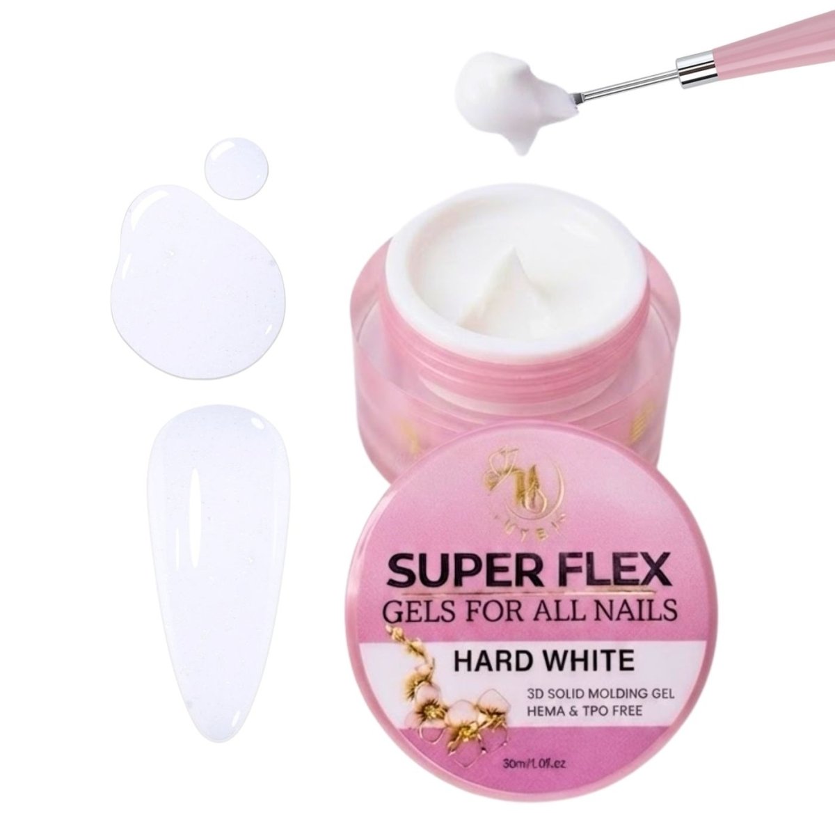 02B HARD WHITE (30ml) / SUPER FLEX Molding Gel - HyBa® BEAUTY