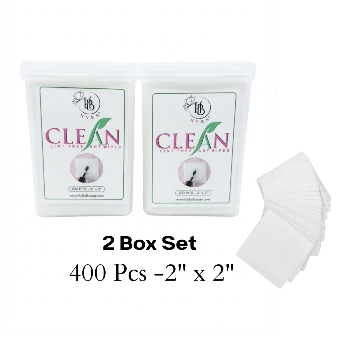1 Box (200 PCS - 2"x 2") - CLEAN Lint Free Wipes - HYBA BEAUTY