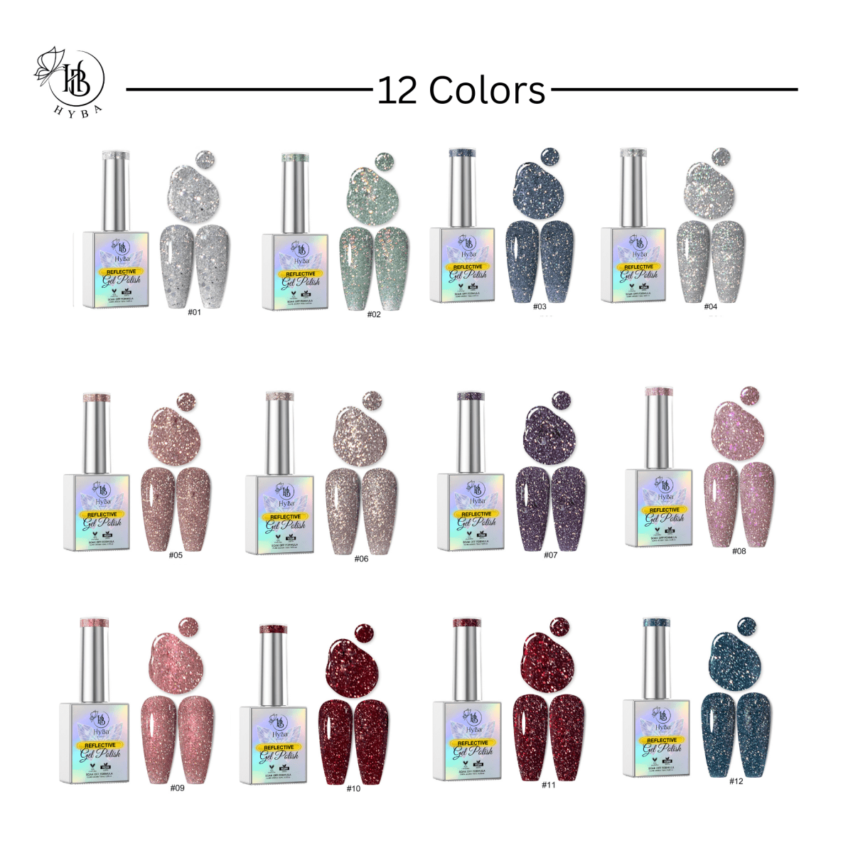 1 SLEEPING BEAUTY DIAMOND Collection - 12 colors - HYBA BEAUTY