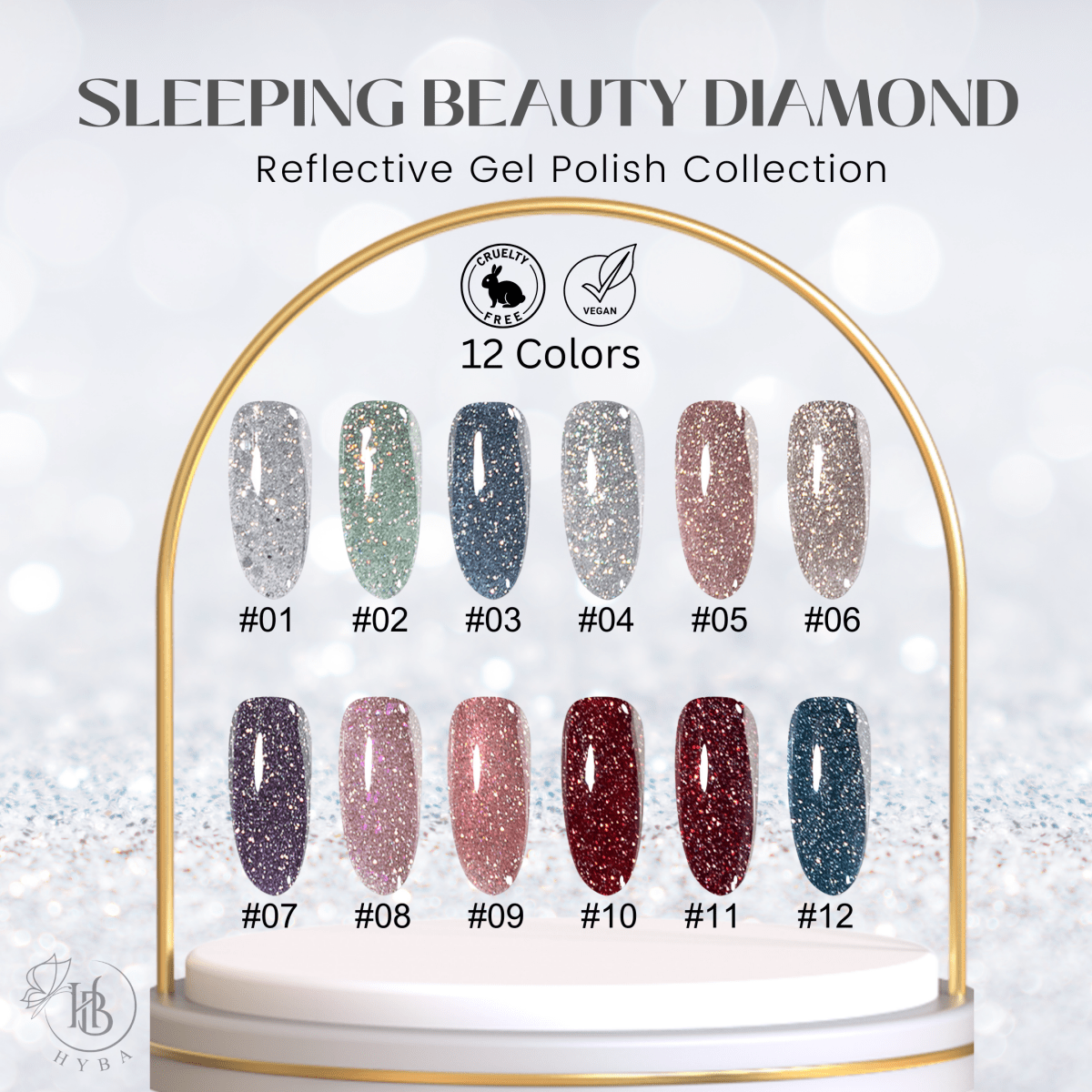 1 SLEEPING BEAUTY DIAMOND Collection - 12 colors - HYBA BEAUTY