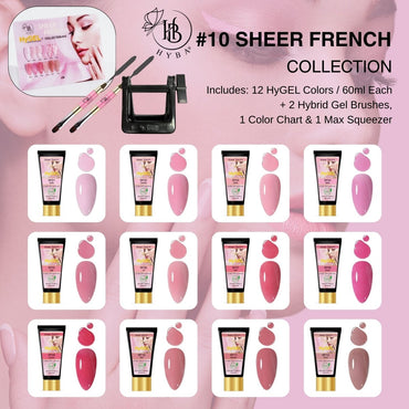 10 SHEER FRENCH 30ml Box Set - HyGEL® Hybrid Gel Nail System - HYBA BEAUTY