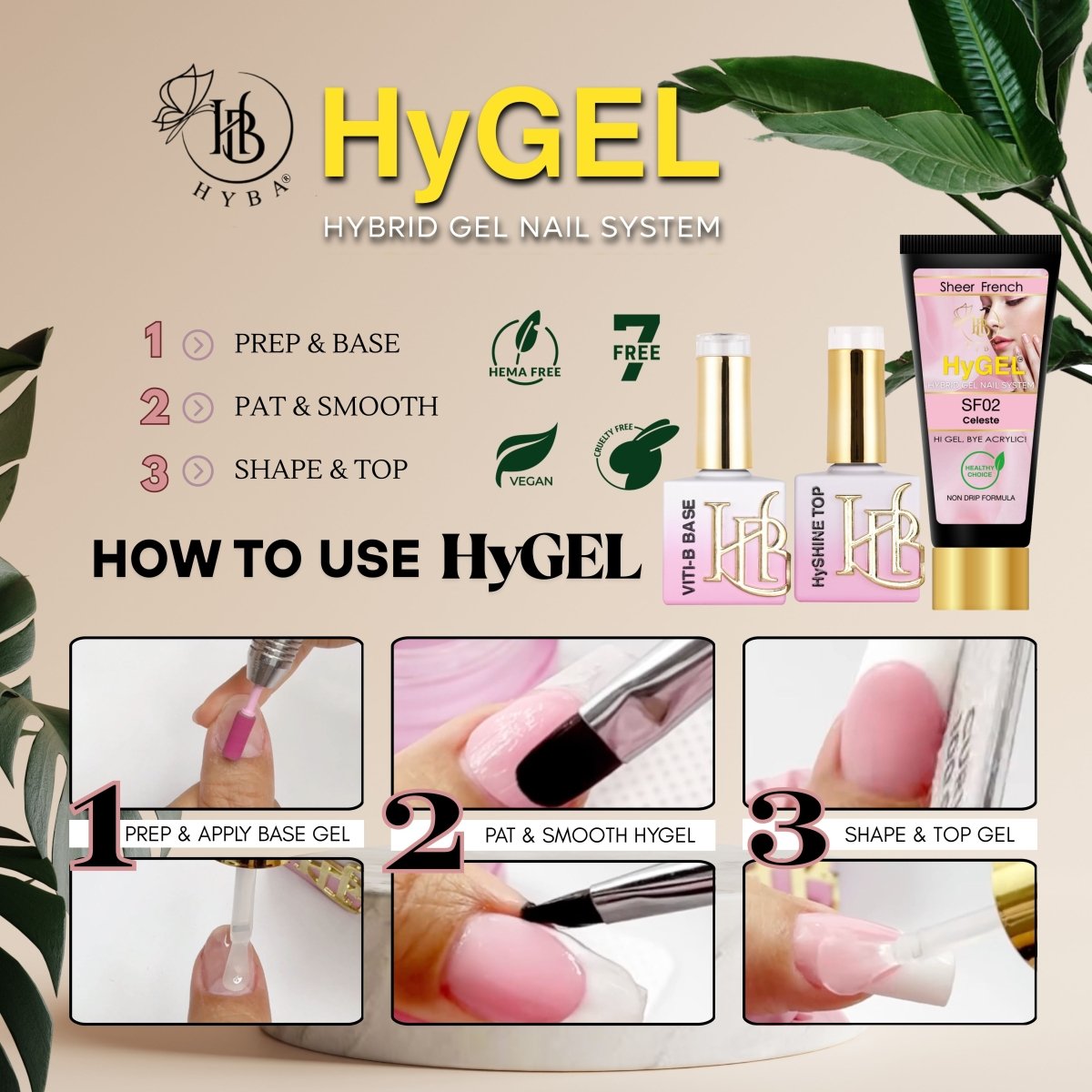 10 SHEER FRENCH 30ml Box Set - HyGEL® Hybrid Gel Nail System - HYBA BEAUTY