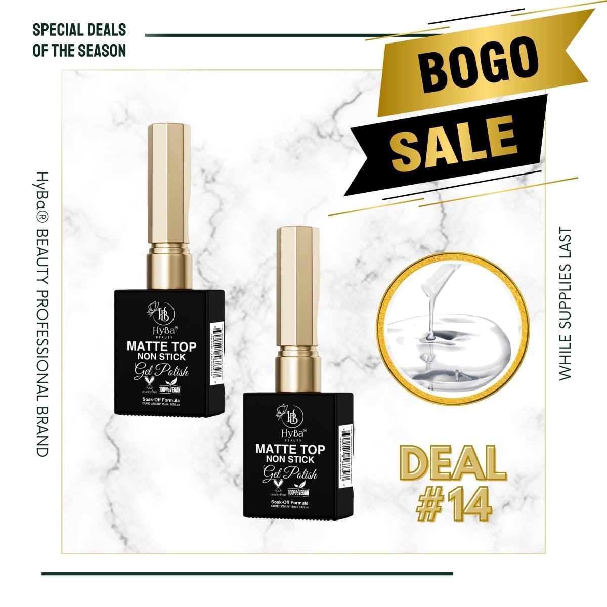 #14 BOGO Deal - 2 x MATTE Top Gel - (15ml each) - HyBa® BEAUTY