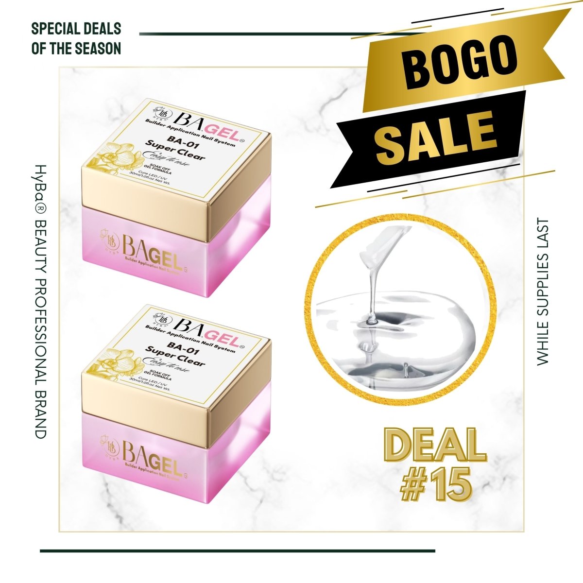 #15 BOGO Deal - 2 x BA.GEL - Builder Gel - Crystal Clear (50ml each) - HyBa® BEAUTY