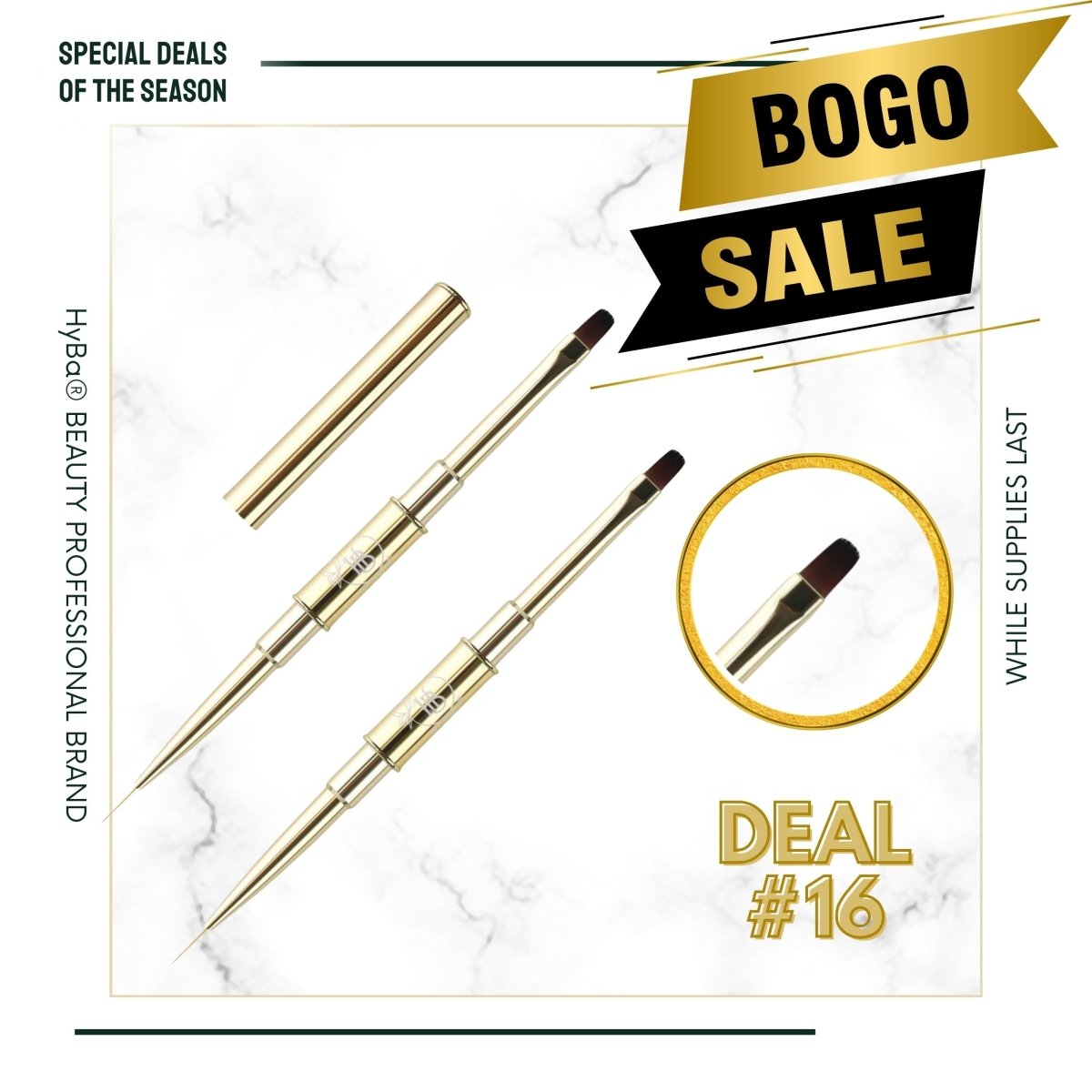 #16 BOGO Deal - 2 x #16 Builder Gel Brush GOLD - HyBa® BEAUTY