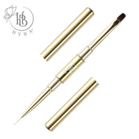 16 BUILDER GEL APPLICATION Square Dual Brush and Liner (GOLD) - HYBA BEAUTY