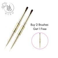 16 BUILDER GEL APPLICATION Square Dual Brush and Liner (GOLD) - HYBA BEAUTY