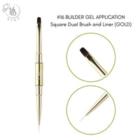 16 BUILDER GEL APPLICATION Square Dual Brush and Liner (GOLD) - HYBA BEAUTY