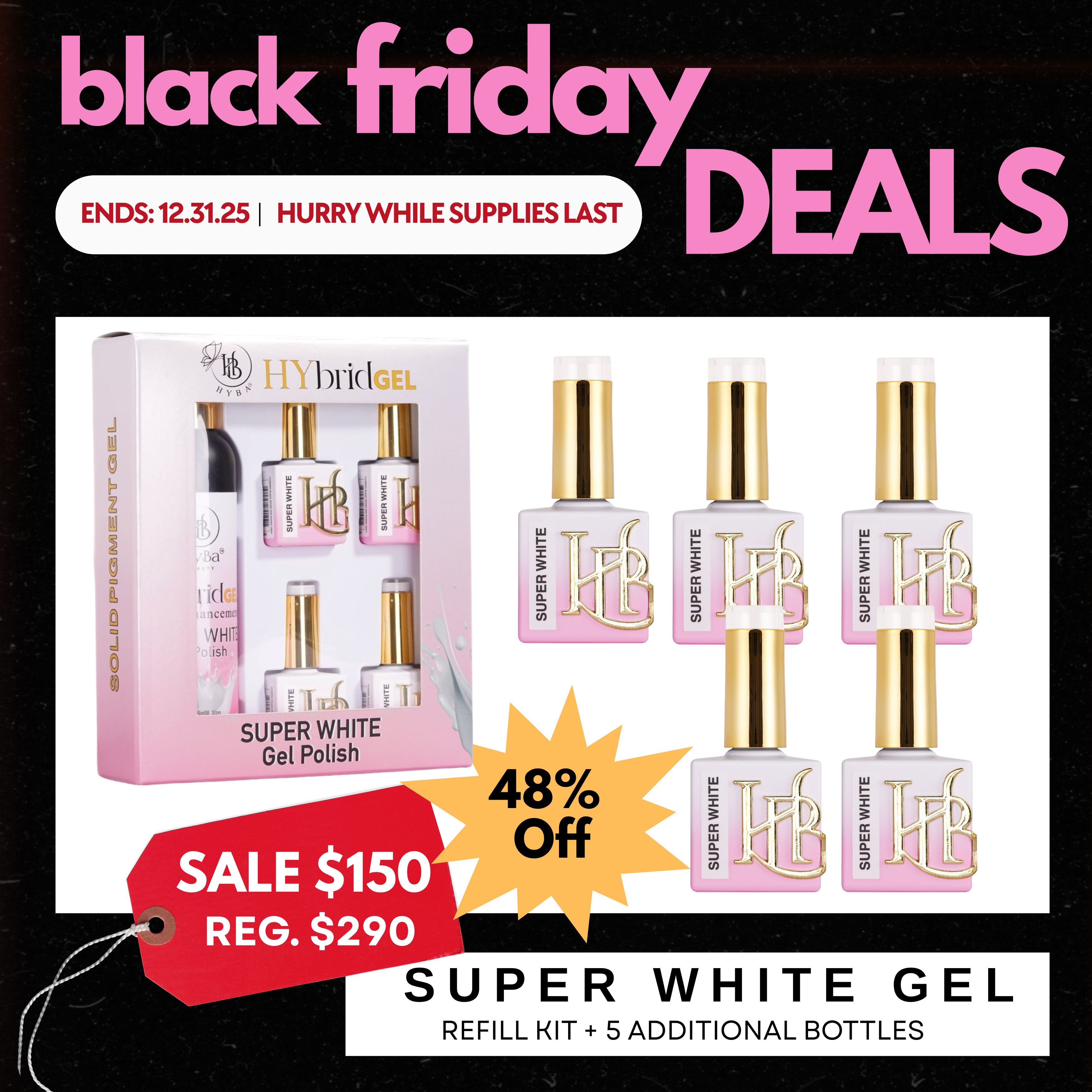 BLACK FRIDAY SALE - SUPER WHITE GEL POLISH REFILL KITS 48% OFF