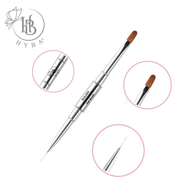 17 BUILDER GEL APPLICATION Rounded Dual Brush and Liner (SILVER) - HYBA BEAUTY