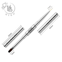 17 BUILDER GEL APPLICATION Rounded Dual Brush and Liner (SILVER) - HYBA BEAUTY