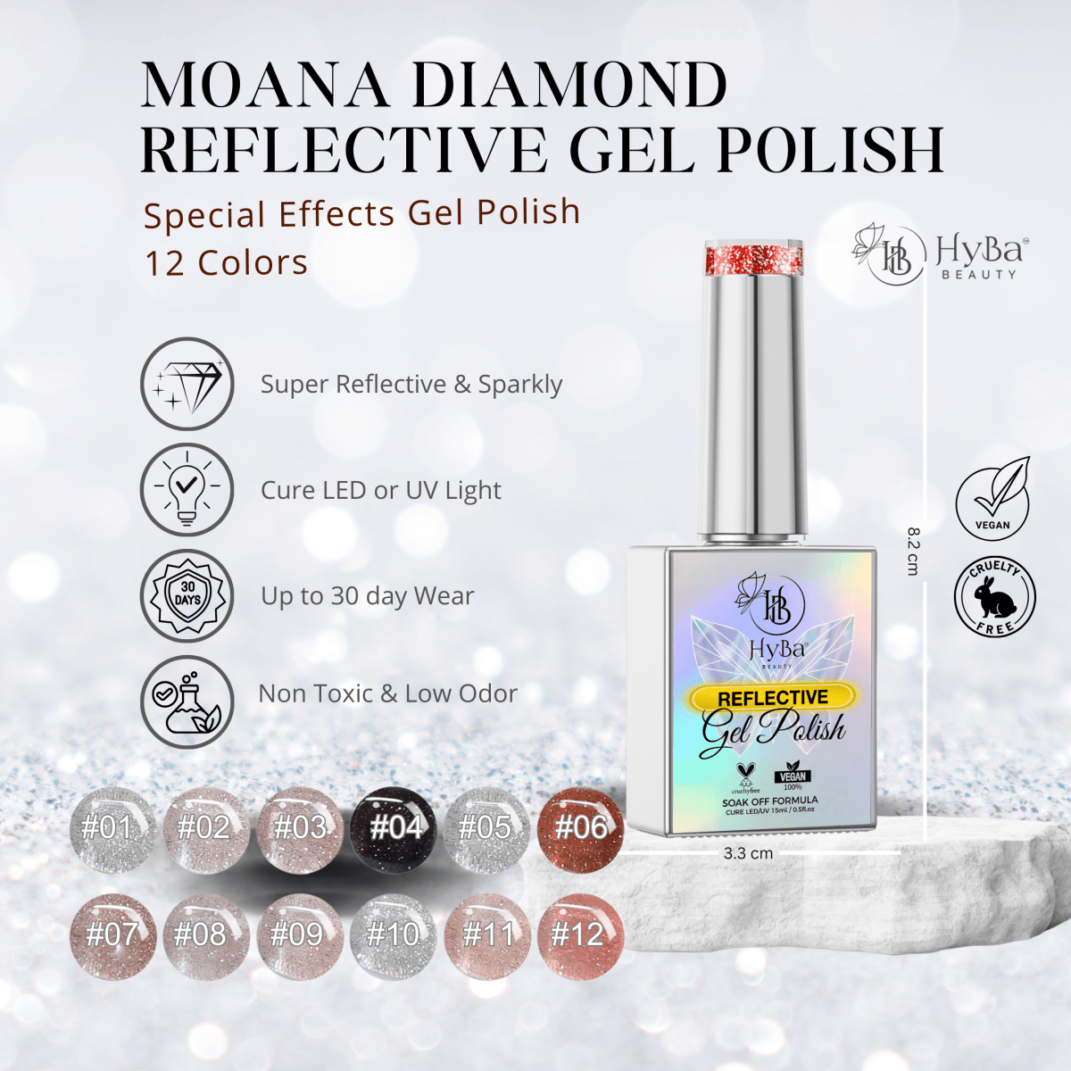 2 MOANA DIAMOND Collection - 12 colors - HYBA BEAUTY