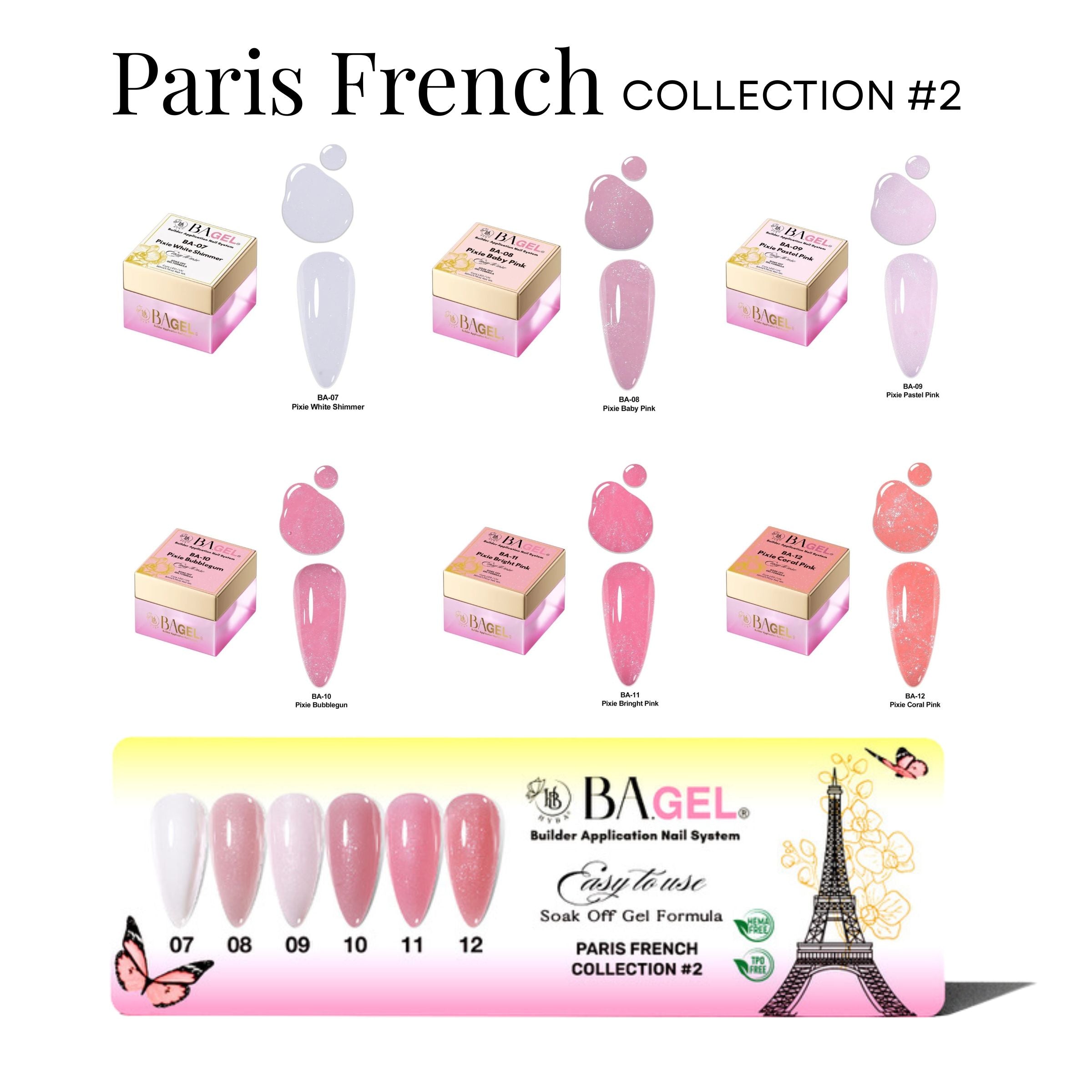 #2 Paris French - BA.GEL Collection - (#BA07 - #BA12 / 6 Colors + 1 Color Chart)