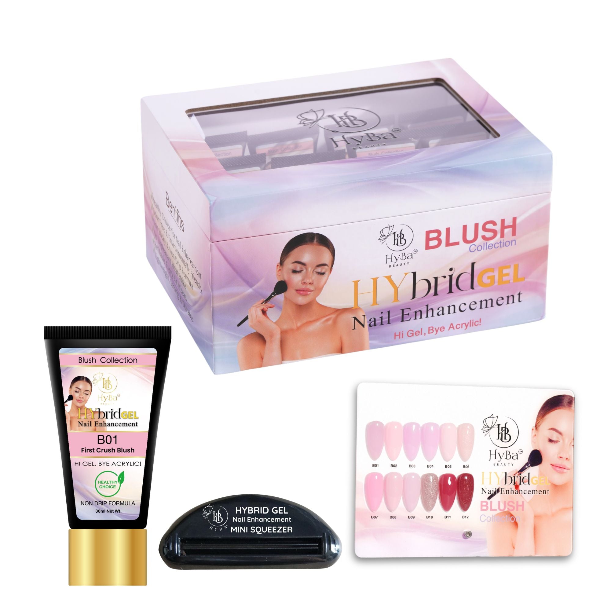 #2 BLUSH - HyGEL® 30ml Box Set - (Includes: 12 color tubes, 1 mini squeezer & 1 color chart)