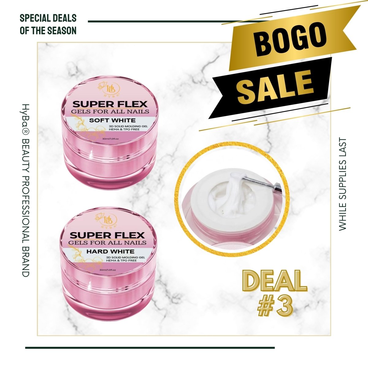 #3 BOGO Deal - 1 Super FLEX - Soft White + 1 Super FLEX - Hard White (30ml each) - HyBa® BEAUTY