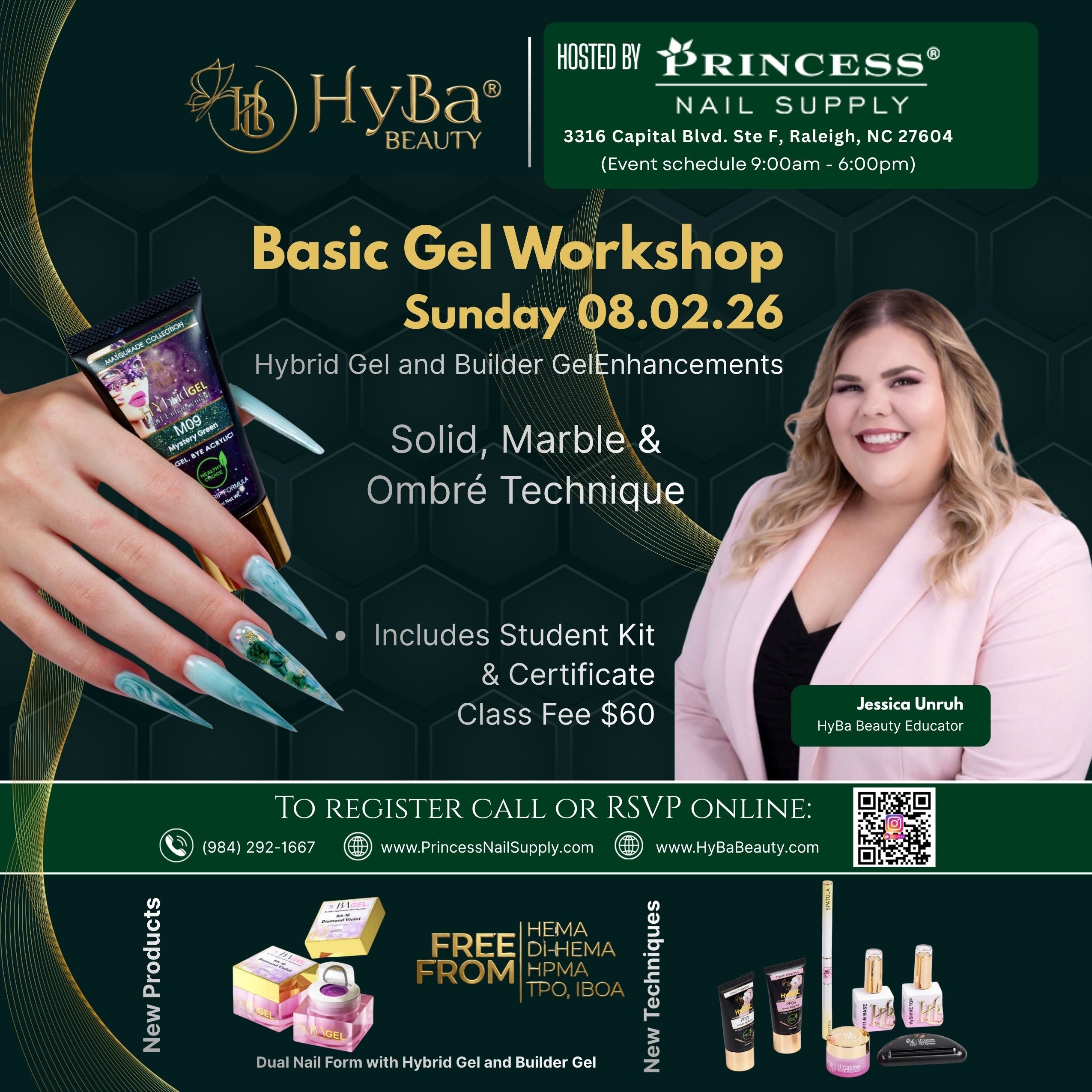 AUGUST 02-03, 2026 / PRINCESS NAIL SUPPLY - Raleigh , NC - Demo / Workshop/ Class Nail Event