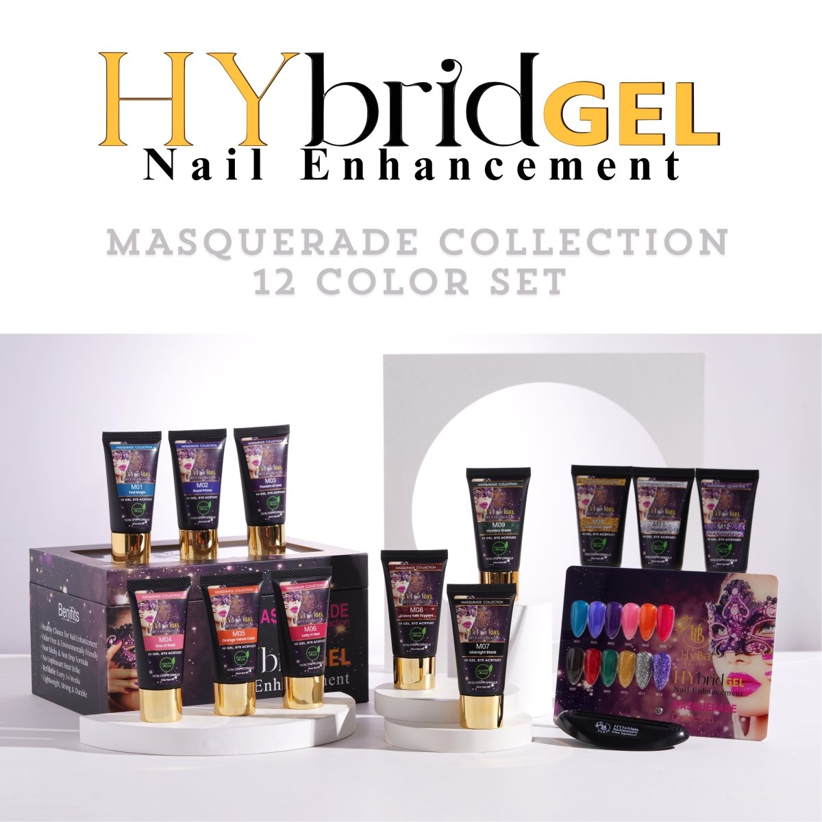 4 MASQUERADE Collection - Hybrid HyGEL™ Nail System - HYBA BEAUTY