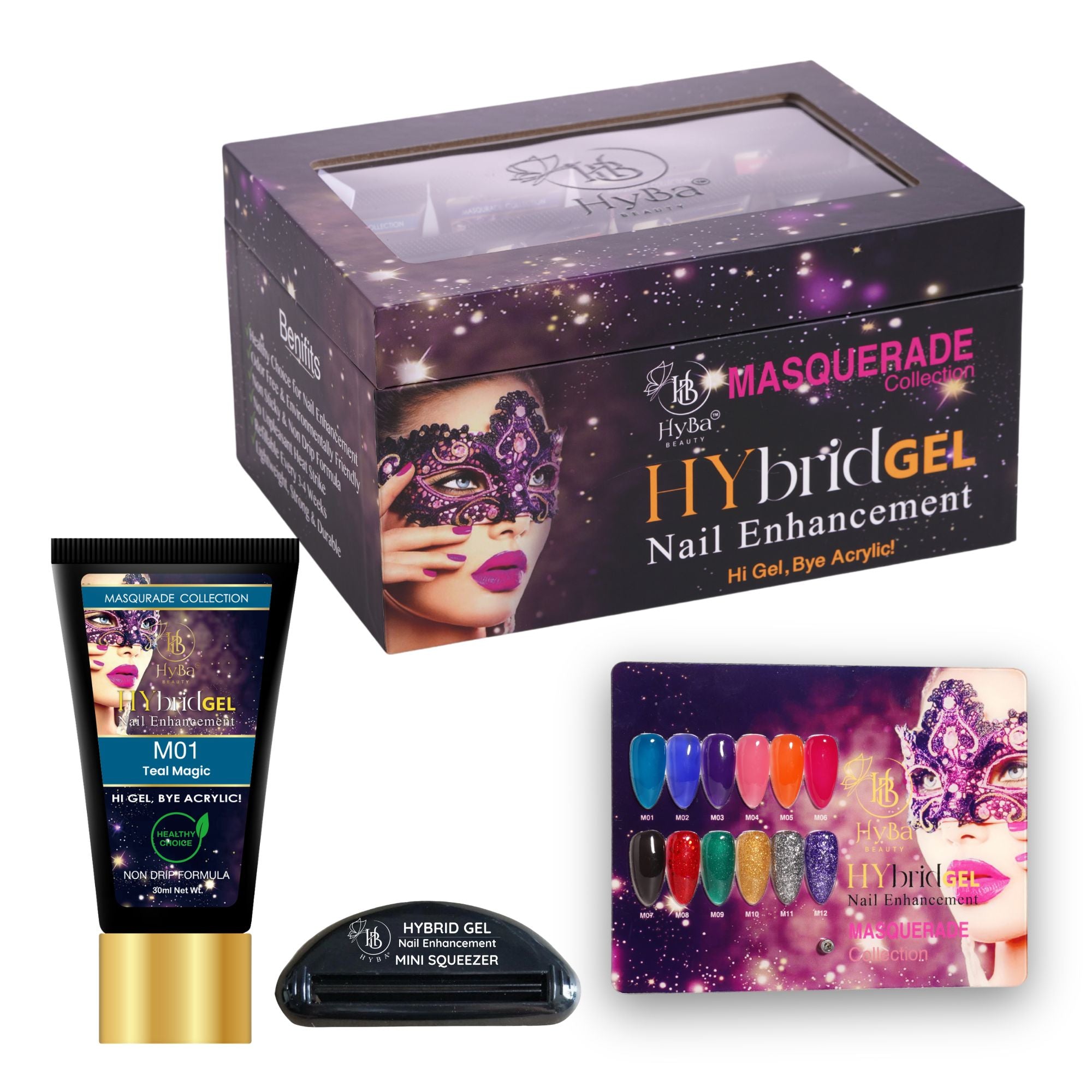#4 Masquerade HyGEL® Box Set - (Includes: 12 color tubes, 1 mini squeezer & 1 color chart)