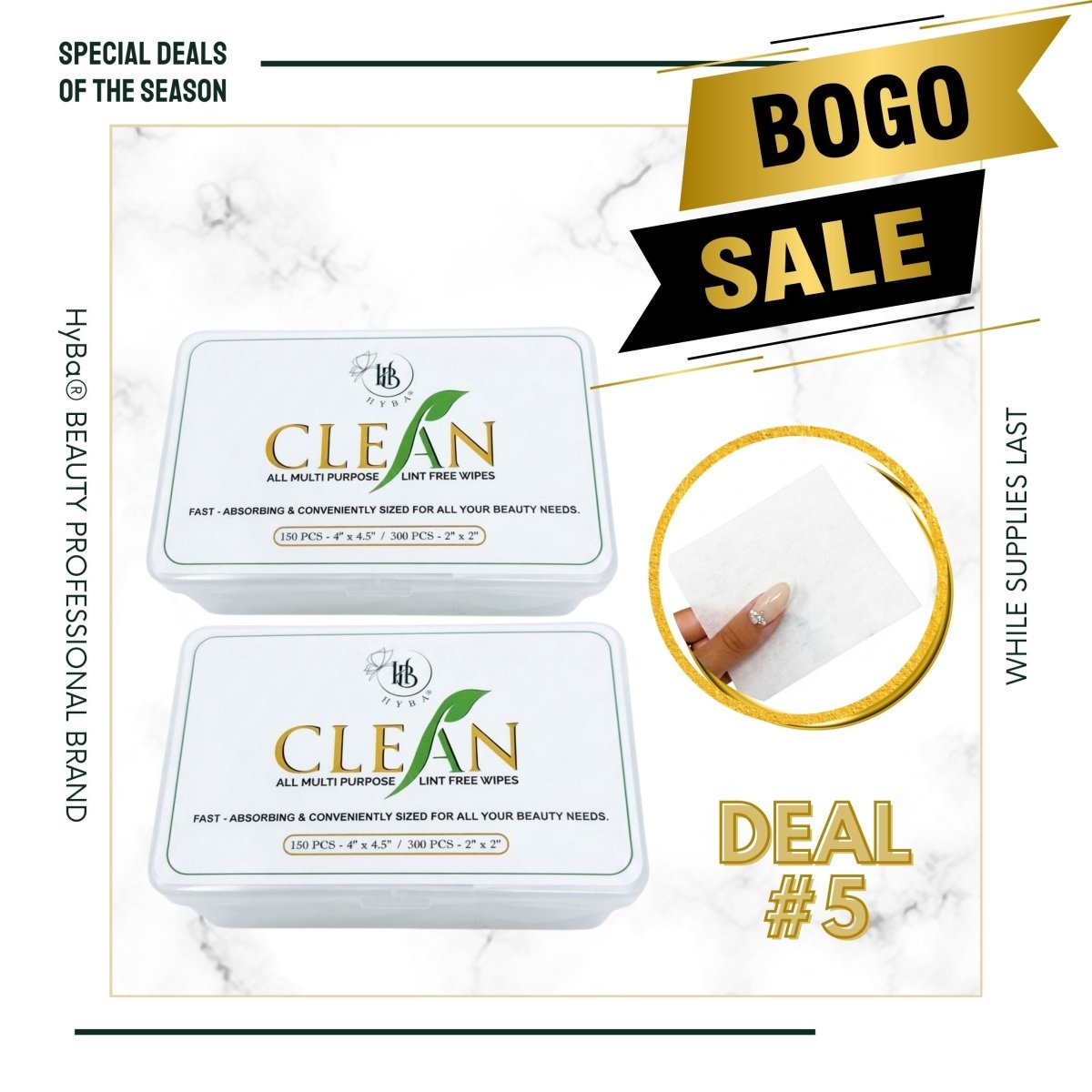 #5 BOGO Deal - 2 x Lint Free Wipe - Box Sets - HyBa® BEAUTY