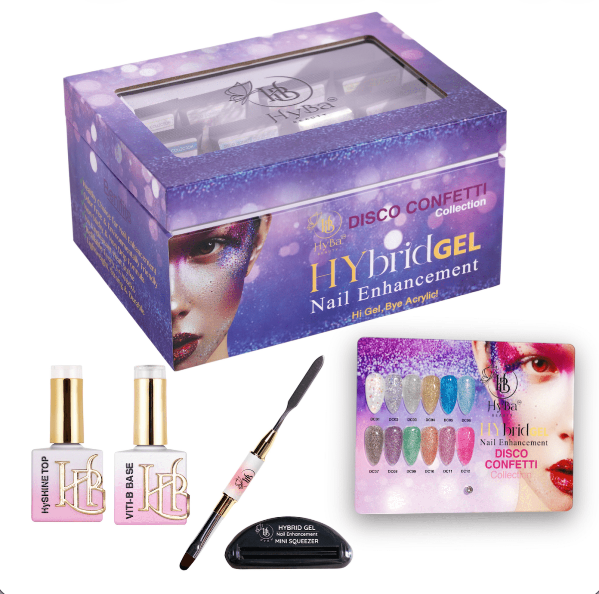 5 DISCO CONFETTI Box Set - HyGEL® Hybrid Gel Nail System - HYBA BEAUTY
