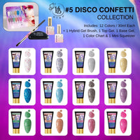 5 DISCO CONFETTI Box Set - HyGEL® Hybrid Gel Nail System - HYBA BEAUTY