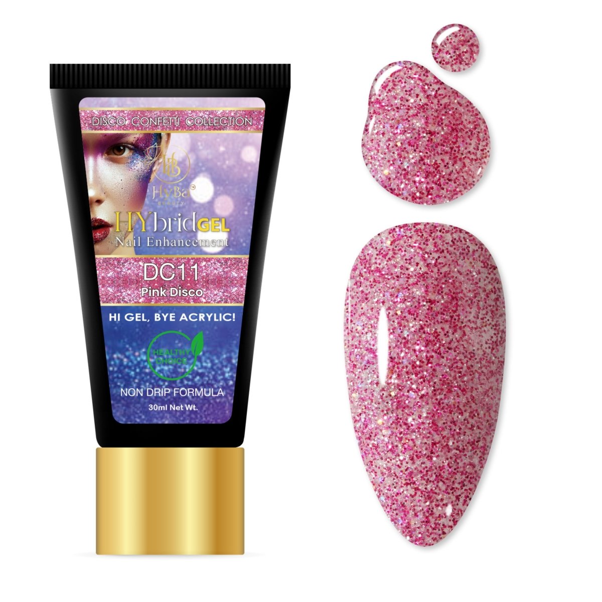 5 DISCO CONFETTI Collection - Hybrid HyGEL™ Nail System - HYBA BEAUTY