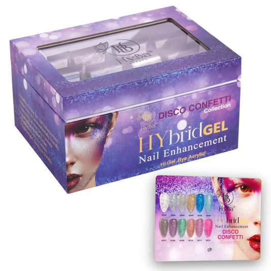 5 DISCO CONFETTI Collection - Hybrid HyGEL™ Nail System - HYBA BEAUTY