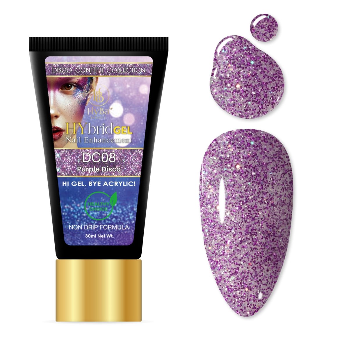 5 DISCO CONFETTI Collection - Hybrid HyGEL™ Nail System - HYBA BEAUTY