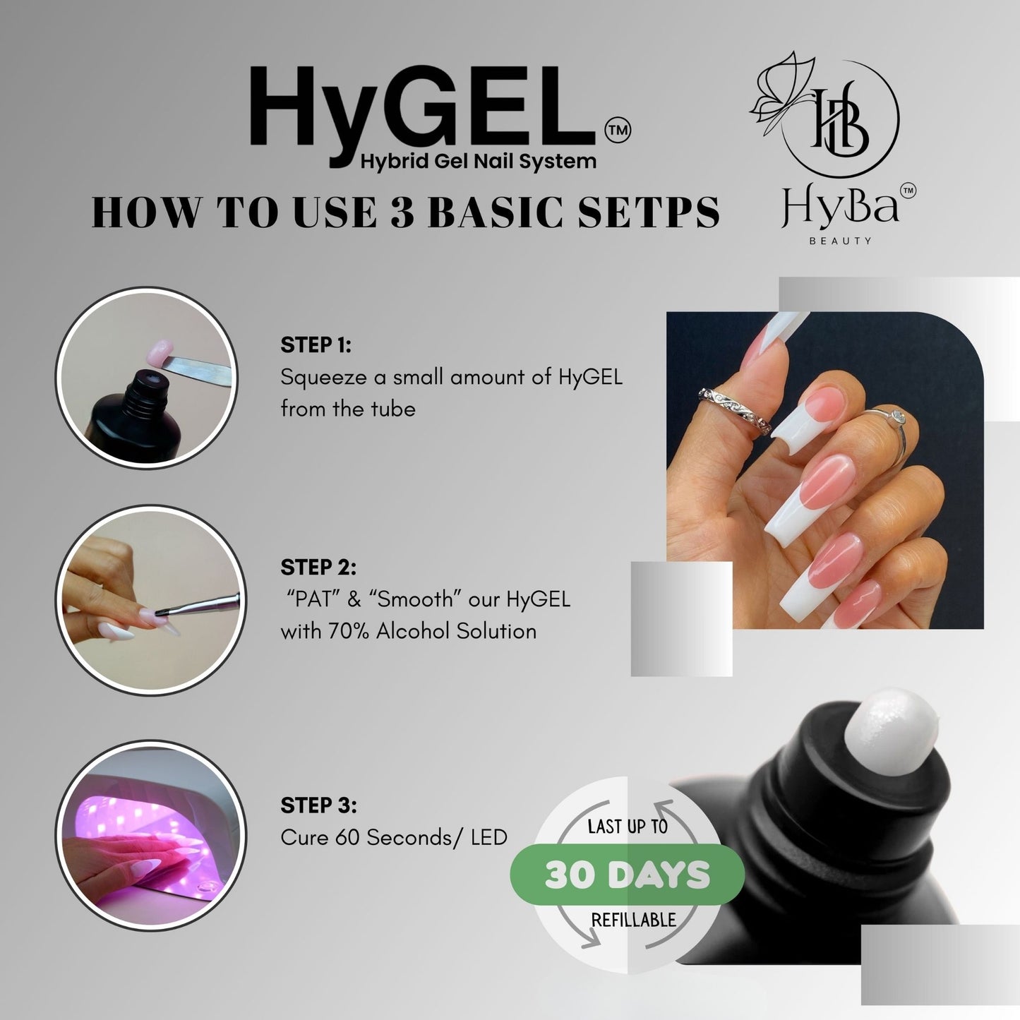HyGEL 60ml / PF03 American Ombre White - HYBA BEAUTY