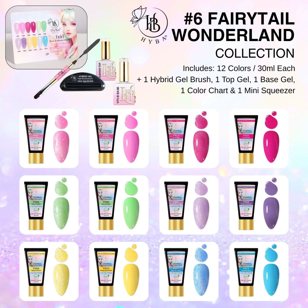 6 FAIRYTALE WONDERLAND Box Set - HyGEL® Hybrid Gel Nail System - HYBA BEAUTY