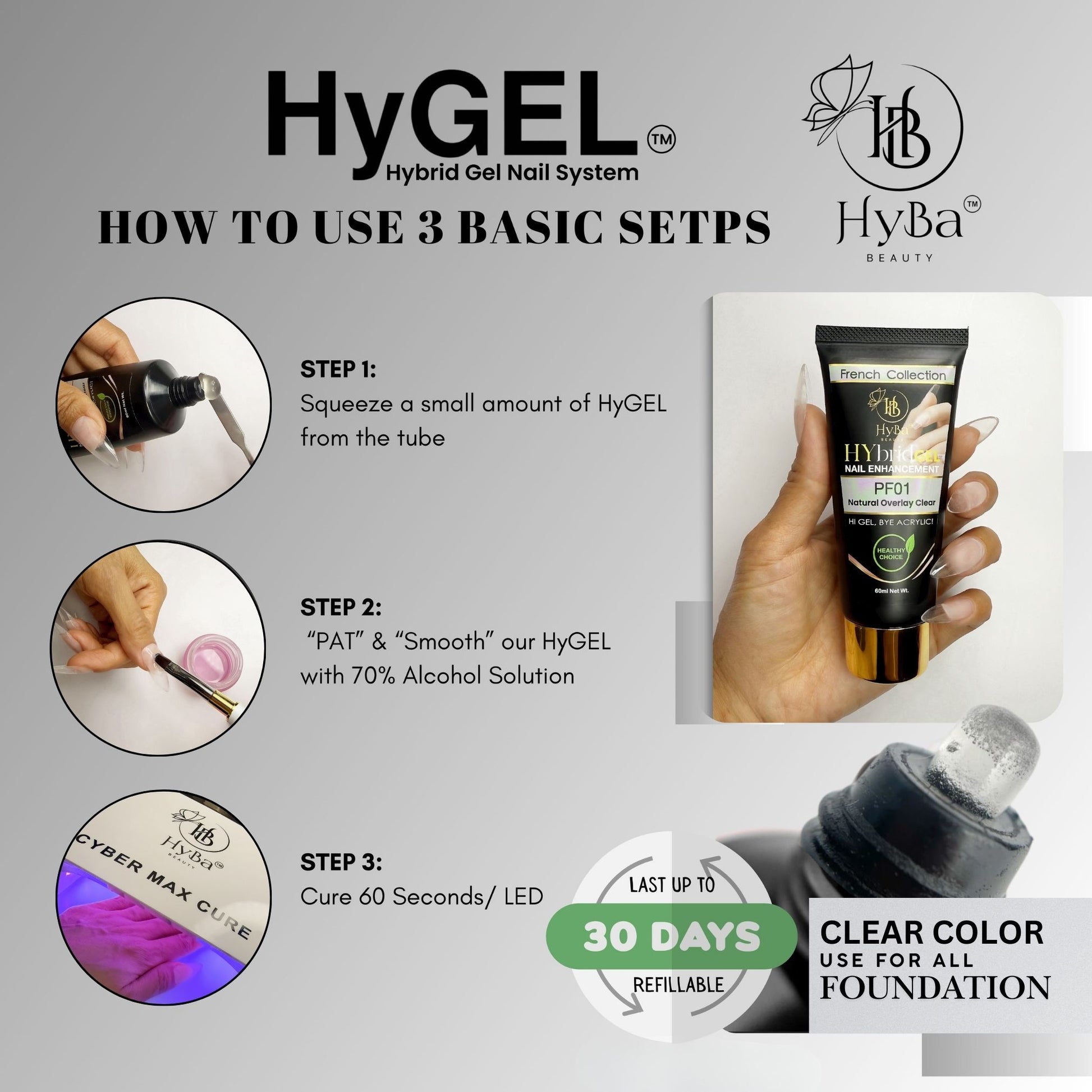 Hybrid Gel - HyGEL 60ml / PF12 - Love is Fair Pink - HYBA BEAUTY