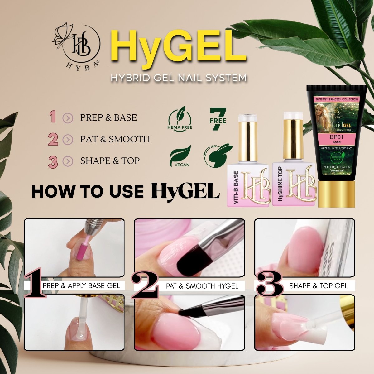 7 BUTTERFLY PRINCESS Box Set - HyGEL® Hybrid Gel Nail System - HYBA BEAUTY