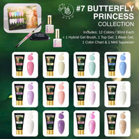 7 BUTTERFLY PRINCESS Box Set - HyGEL® Hybrid Gel Nail System - HYBA BEAUTY