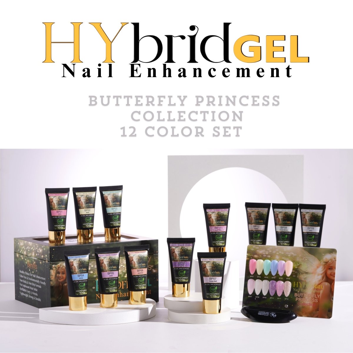 7 BUTTERFLY PRINCESS Collection - Hybrid HyGEL™ Nail System - HYBA BEAUTY